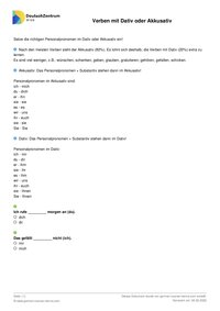 PDF Arbeitsblatt Verben mit Dativ oder Akkusativ